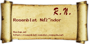 Rosenblat Nándor névjegykártya